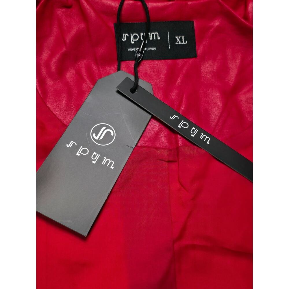 SPYM Faux Leather Moto Biker Jacket Red Quilted Zip NWT XL - Picture 10 of 10
